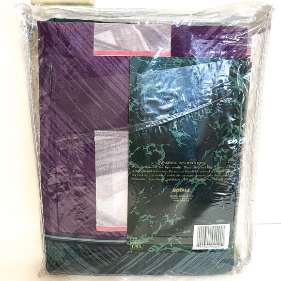 Vintage Green Purple Twin Sheet Set Abstract Muted Retro Country Eclectic - Picture 2 of 6